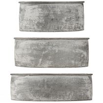 Article Bol décoratif en métal ovale gris L22,5/19,5/16cm lot de 3