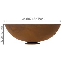 Article Bol décoratif en métal, couleur rouille, style vintage, Ø34cm H12cm