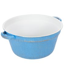 Article Bol/pot décoratif, métal bleu, style shabby chic, Ø 21 cm, H 10,5 cm