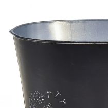 Article Bol décoratif métal ovale noir argent fleurs 20,5×12,5×12cm