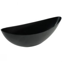 Bol décoratif noir décoration de table bateau végétal 38,5x12,5x13cm