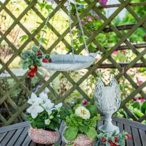 Coupe décorative pour panier à fleurs suspendu métal blanc L62cm Ø31cm