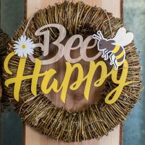 Panneau décoratif abeille &quot;Bee Happy&quot; décoration d&#39;été bois 31×18cm 2pcs