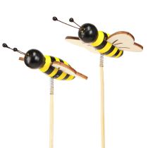 Article Bouchon décoratif abeilles décoration bois noir jaune 6cm H35cm 8 pièces
