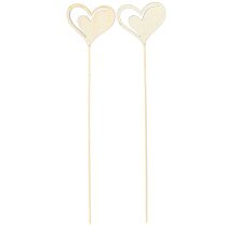 Article Bouchon décoratif coeurs rouge blanc décoration en bois 7,5×6,5cm 12 pcs