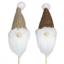 Article Bouchon décoratif gnome de Noël blanc marron 4x11cm 4 pcs