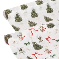 Article Tissu décoratif de Noël, 120 cm x 35 cm, set de 2, motifs sapins et rubans