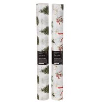 Article Tissu décoratif de Noël, 120 cm x 35 cm, set de 2, motifs sapins et rubans