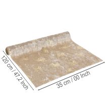 Article Tête de table motif nœuds dorés polyeste beige crème 35x120cm lot de 2