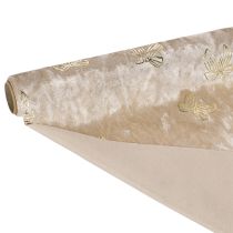 Article Tête de table motif nœuds dorés polyeste beige crème 35x120cm lot de 2