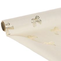 Article Tête de table motif nœuds dorés polyeste beige crème 35x120cm lot de 2