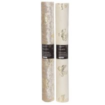 Article Tête de table motif nœuds dorés polyeste beige crème 35x120cm lot de 2