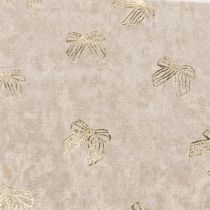 Article Tête de table motif nœuds dorés polyeste beige crème 35x120cm lot de 2
