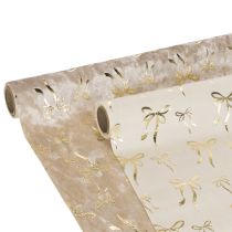 Article Tissu décoratif sur rouleau avec motifs nœuds dorés 120x35 cm