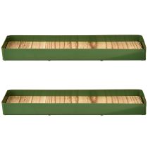 Article Plateau décoratif en métal Fond en bois Vert 35,5×11×3cm 2pcs