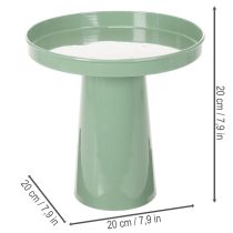 Article Plateau décoratif en métal vert avec pied rond 20 cm