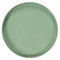 Article Plateau décoratif en métal vert avec pied rond 20 cm