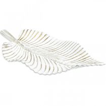 Assiette décorative feuille d&#39;automne marron blanc décoration automne 35,5x20x5cm