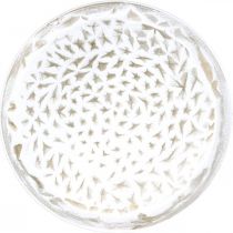 Assiette décorative ronde blanche structure marron décoration de table vintage Ø39cm