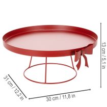 Article Ensemble de plateaux décoratifs en métal rouge avec nœud, 30 cm et 25 cm, lot de 2