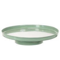 Article Plateau décoratif rond en métal vert avec pied 30 cm