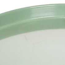 Article Plateau décoratif rond en métal vert avec pied 30 cm