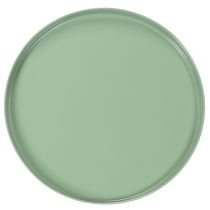 Article Plateau décoratif rond en métal vert avec pied 30 cm