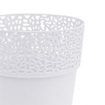 Article Pot déco plastique blanc Ø13cm H13.5cm 1p