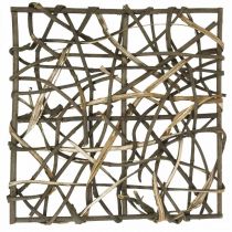 Déco murale vigne enfichable pampres tressés nature 40×40cm