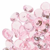 Pierres décoratives diamant acrylique rose clair Ø1.2cm 175g pour décoration anniversaire