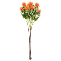 Article Künstliche fleur de carthame orange 55 cm pour décoration intérieure, lot de 4