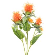 Article Künstliche fleur de carthame orange 55 cm pour décoration intérieure, lot de 4