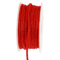Fil de laine avec cordon en feutre rouge mica Ø5mm 33m
