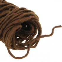 Fil de mèche marron foncé, cordon laine avec fil, fournitures fleuriste L30m
