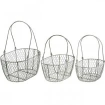 Article Lot de 3 paniers en fil métallique vintage 32/28,5/25 cm