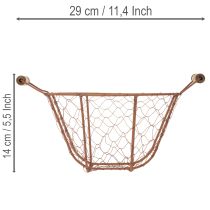 Article Panier rond vintage en fil de fer avec poignées en bois, finition rouille, Ø 22 cm