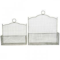 Article Corbeille fil, corbeille murale, corbeille à plantes Shabby Chic L38/32cm lot de 2