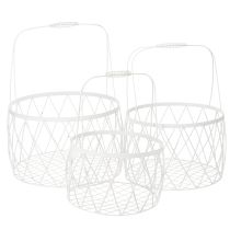 Article Panier en fil de fer avec poignée, métal blanc, Ø 25/30/35 cm, lot de 3