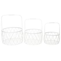 Article Panier en fil de fer avec poignée, métal blanc, Ø 25/30/35 cm, lot de 3