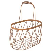Article Panier ovale en fil de fer avec anse, décoration de jardin, finition rouille, 30 x 25 cm, lot de 2