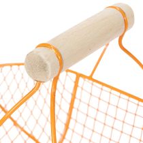 Article Panier en fil de fer avec poignée en bois. Design pratique. Idéal pour les décorations printanières, à la maison comme au bureau. 17 cm, lot de 6.