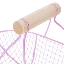 Article Panier en fil de fer avec poignée en bois, idéal pour un intérieur moderne et une décoration élégante, 17 cm, lot de 6