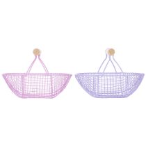 Article Panier en fil de fer avec poignée en bois, idéal pour un intérieur moderne et une décoration élégante, 17 cm, lot de 6