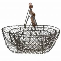 Article Corbeille en fil avec support en métal brun 20/25 / 30cm, lot de 3