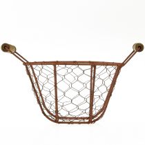 Article Panier métallique avec anse en bois décor rouille Ø18cm
