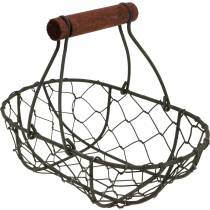 Article Panier métallique ovale avec anse gris 17×11cm H15cm 2pcs