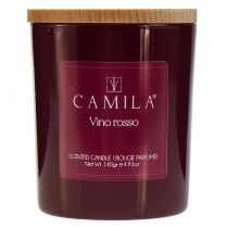 Article Bougie parfumée en verre avec couvercle en bois Camila Vino Rosso Ø7,5 cm H8 cm