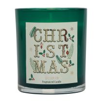 Bougie parfumée Bougie parfumée de Noël dans un verre sapin baumier vert Ø8cm