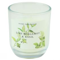 Article Bougie parfumée dans un verre bergamote citron vert basilic Ø7,5cm H8,5cm