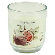 Article Bougie parfumée dans un verre bergamote figue blanc Ø7,5cm H8,5cm